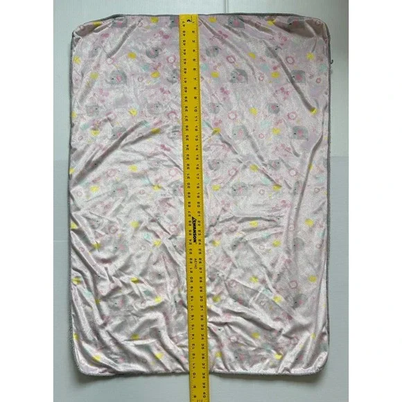 Chick Pea Pink Gray Elephant Butterfly Flowers Sherpa Kids Baby Lovey Blanket - Picture 7 of 11